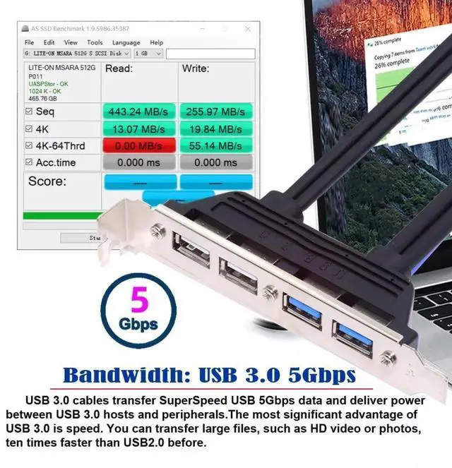 Alt view image 7 of 7 - WRIARICH 0.5M USB Front Panel Header Extension Cable, 9/10Pin & 19/20Pin to 2 USB 2.0 + 2 USB 3.0 Female Ports, with 12cm PCI-E Slot Bracket for PC Chassis