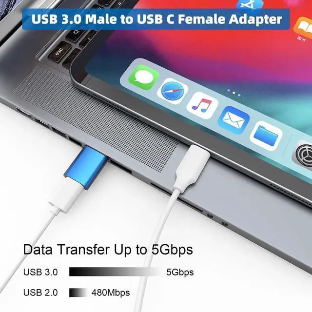 Alt view image 4 of 7 - WRIARICH 6 Pack Blue USB to USB C Adapter Combo, USB C Male to USB 3.0 Female OTG Converter & USB A Male to Type C Female Connector for Phone Laptop Power Bank Flash Drive