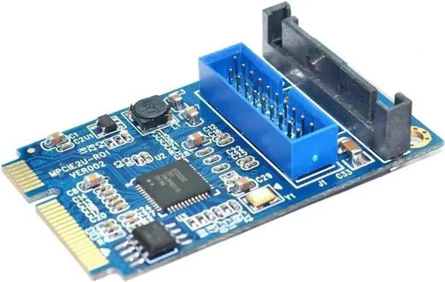 Alt view image 4 of 6 - WRIARICH Mini PCIe to Dual Internal USB 3.0 20Pin Header Expansion Card with SATA Power Supply