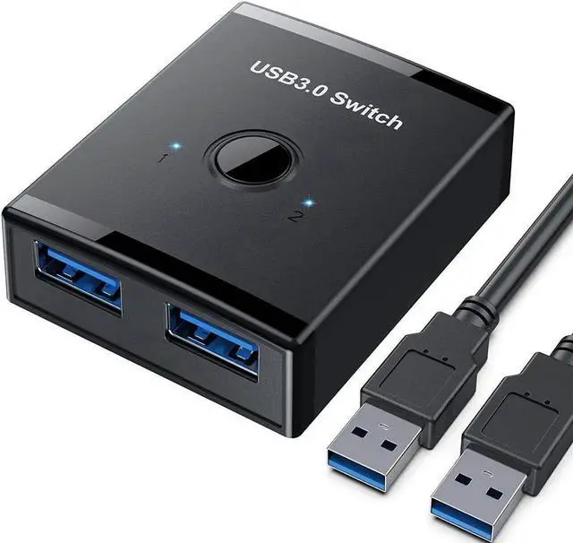 Main image of WRIARICH Bi-Directional USB 3.0 Switch Selector, 2-In-1 / 1-In-2 Out Sharing Adapter for Keyboard Mouse Scanner Printer, Works with Mac Windows Linux