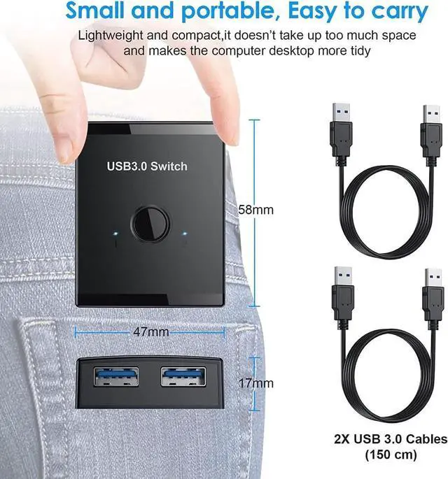 Alt view image 3 of 4 - WRIARICH Bi-Directional USB 3.0 Switch Selector, 2-In-1 / 1-In-2 Out Sharing Adapter for Keyboard Mouse Scanner Printer, Works with Mac Windows Linux
