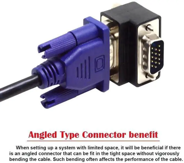 Alt view image 3 of 5 - WRIARICH 90 Degree Up Angled VGA SVGA Male to Female Extension Adapter for Monitor Projector