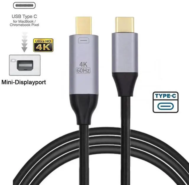 Alt view image 6 of 7 - WRIARICH 1.8M USB3.1 Type-C to Mini DisplayPort Male Cable, 4K@60Hz Video Cord for MacBook & USB-C Laptops