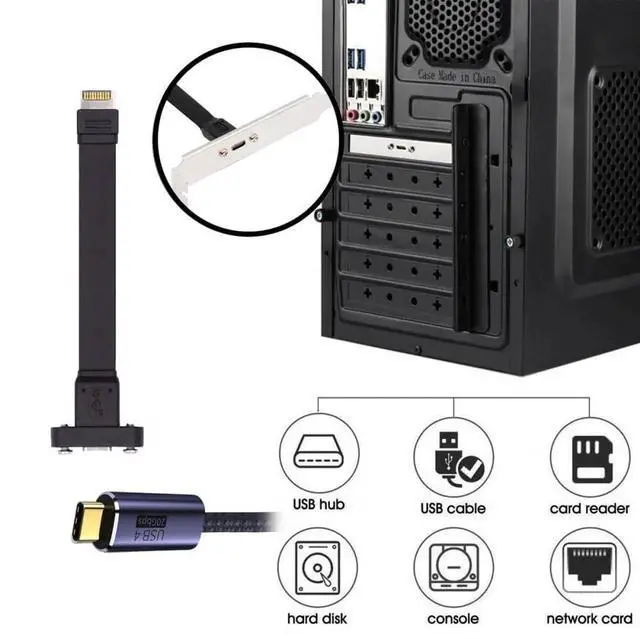 Alt view image 6 of 7 - WRIARICH USB 3.2 Gen2x2 Type-E 20Pin IDC Header to USB-C Female Panel Mount Extension Cable | 20Gbps High-Speed PCI Bracket Cord for PC Rear Chassis Expansion