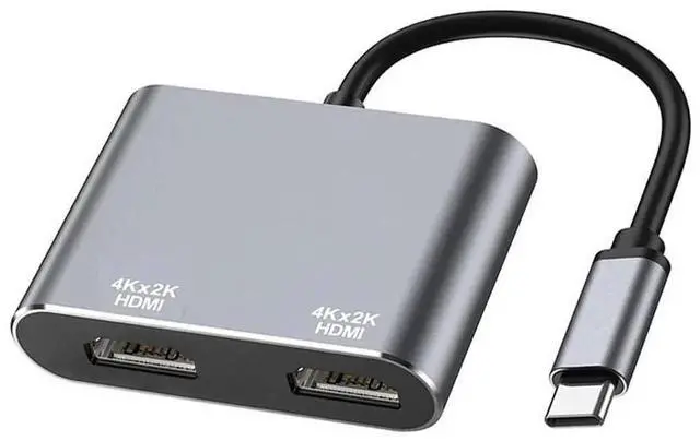 Main image of USB-C to Dual HDMI 4K@60Hz Adapter, Type-C Dual Monitor Splitter Supporting Extended Display Mode, Multiport Display Converter Compatible with MacBook Air/Pro, Dell XPS, HP, Surface & Chromebook Lapto