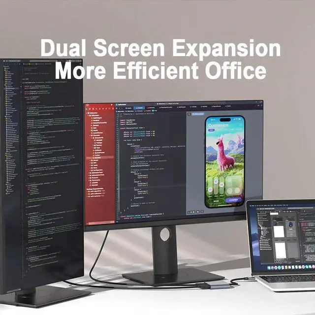 Alt view image 7 of 7 - USB-C to Dual HDMI 4K@60Hz Adapter, Type-C Dual Monitor Splitter Supporting Extended Display Mode, Multiport Display Converter Compatible with MacBook Air/Pro, Dell XPS, HP, Surface & Chromebook Lapto