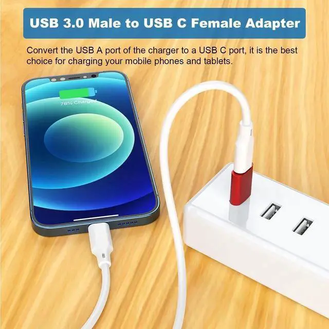 Alt view image 2 of 7 - WRIARICH 6 Pack Red USB C Adapter Kit, USB 3.0 to Type-C Multi Converter Set, Reversible USB-A & USB-C Port Conversion Adapters for Laptop, Phone, Charger, Flash Drive