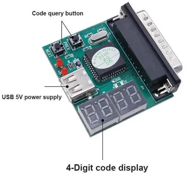 Alt view image 4 of 6 - WRIARICH 4-Digit POST Diagnostic Test Card, 25Pin Parallel Port + USB Dual Interface Motherboard Analyzer for Laptop & Desktop PC Fault Detection