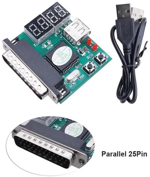 Alt view image 6 of 6 - WRIARICH 4-Digit POST Diagnostic Test Card, 25Pin Parallel Port + USB Dual Interface Motherboard Analyzer for Laptop & Desktop PC Fault Detection