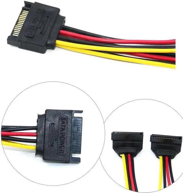 Alt view image 2 of 3 - WRIARICH Right Angle 15Pin SATA 1-to-2 Power Splitter Cable Male to Dual Female for SATA SSD HDD