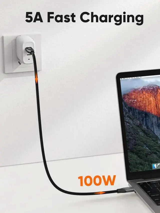 Alt view image 2 of 7 - WRIARICH 5FT USB-C to USB-C Cable | 10Gbps Data, 4K@60Hz Video Output, 100W PD Fast Charging for Android Auto, External SSD, MacBook, iPad, iPhone 15/16, Galaxy S24/S23, Pixel 9/8+