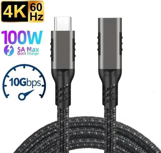 Main image of WRIARICH 3.3FT USB-C Extension Cable, 10Gbps USB3.2, 100W 5A Fast Charging Cord for PSVR2, USB-C Hub, MacBook, iPad Pro, Magsafe Charger & XPS