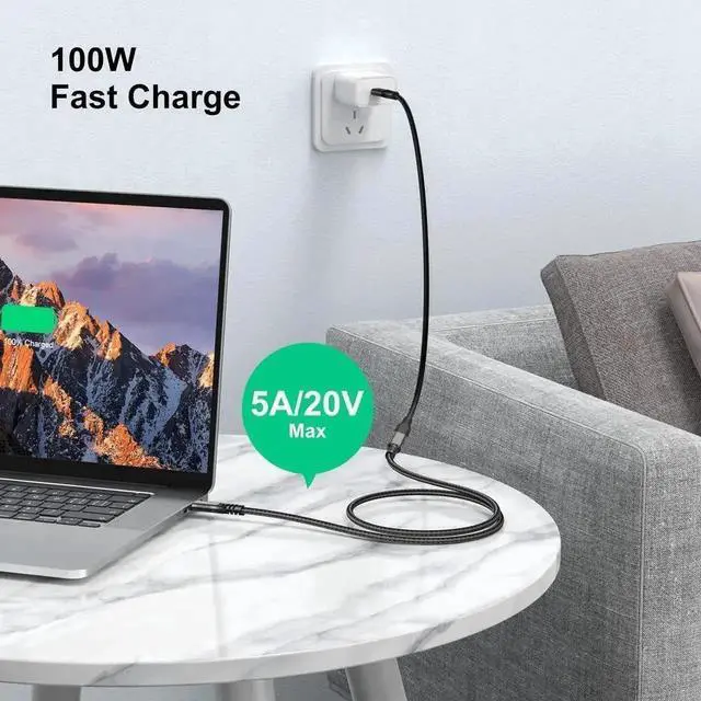 Alt view image 4 of 7 - WRIARICH 3.3FT USB-C Extension Cable, 10Gbps USB3.2, 100W 5A Fast Charging Cord for PSVR2, USB-C Hub, MacBook, iPad Pro, Magsafe Charger & XPS