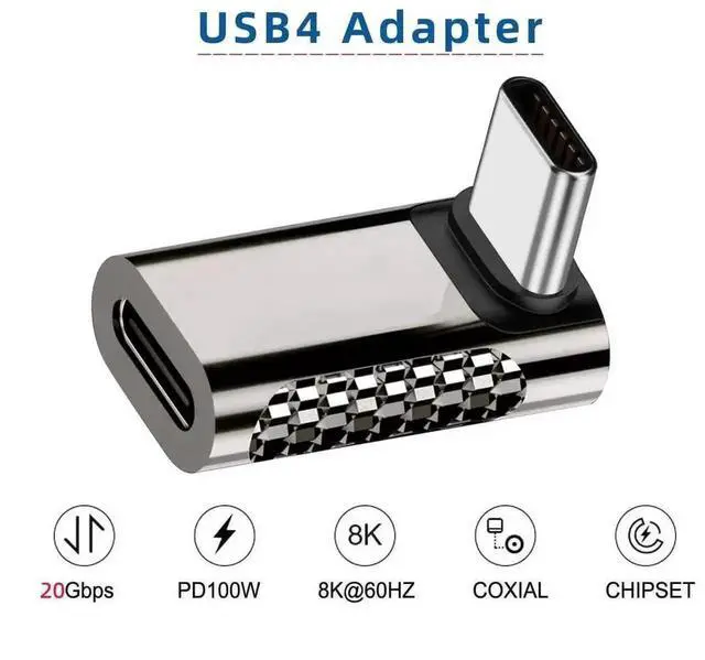 Alt view image 3 of 7 - WRIARICH Up & Down 90 Degree USB4 Type-C Male to Female Adapter, 20Gbps Data 100W PD Charging 8K Video Converter for USB4.0 Devices
