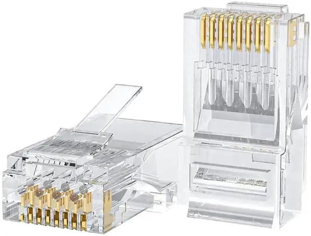 Main image of WRIARICH 50 Pack Transparent Cat6 UTP RJ45 Crimp Connectors, 8P8C Ethernet Cable Plug Ends Fit Solid & Stranded Network Wires
