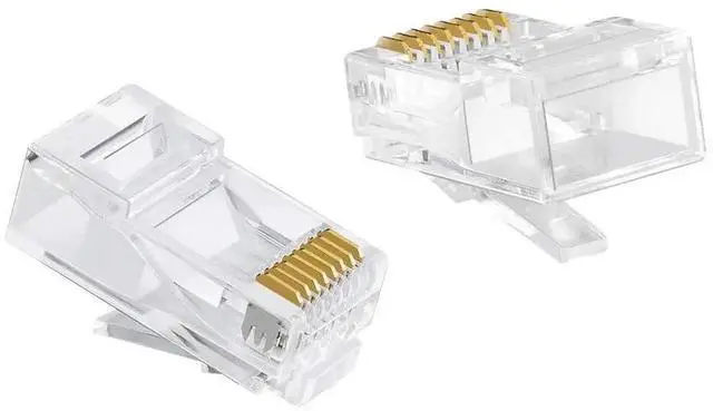 Alt view image 6 of 7 - WRIARICH 50 Pack Transparent Cat6 UTP RJ45 Crimp Connectors, 8P8C Ethernet Cable Plug Ends Fit Solid & Stranded Network Wires