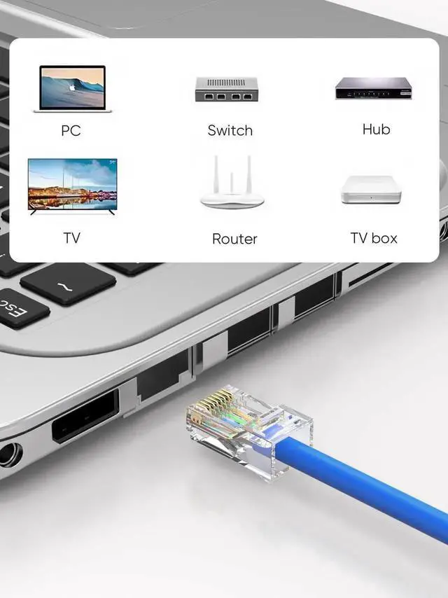 Alt view image 7 of 7 - WRIARICH 50 Pack Transparent Cat6 UTP RJ45 Crimp Connectors, 8P8C Ethernet Cable Plug Ends Fit Solid & Stranded Network Wires