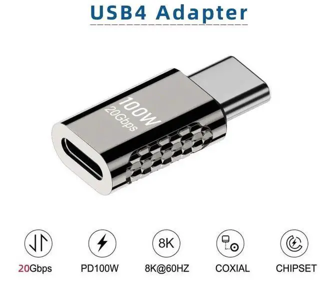 Alt view image 6 of 7 - WRIARICH Straight USB4 Type-C Male to Female Extension Adapter, 20Gbps Data 100W PD Charging 8K Video Converter Compatible with USB4.0 Devices