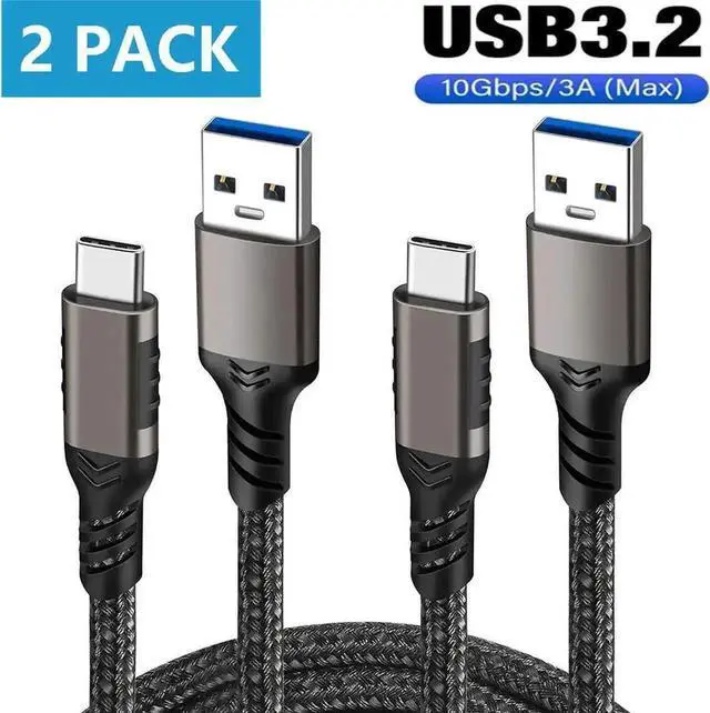 Main image of WRIARICH 2-Pack 1M/3.3ft Nylon Braided USB A to USB C Cable, 10Gbps 60W 3A Fast Charging Cord for Samsung Galaxy S22 S21 S20 & Type-C Devices
