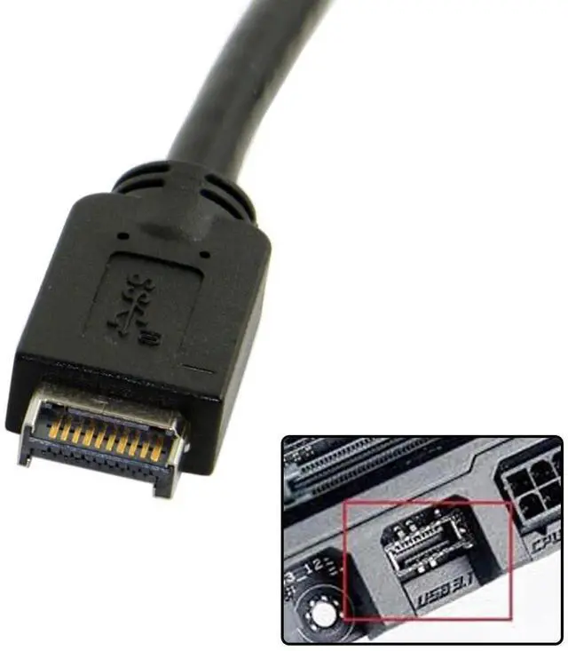Alt view image 3 of 7 - WRIARICH 20cm USB 3.0 19/20Pin to USB 3.1 Type-E Front Panel Header Cable, Motherboard Internal Extension Adapter