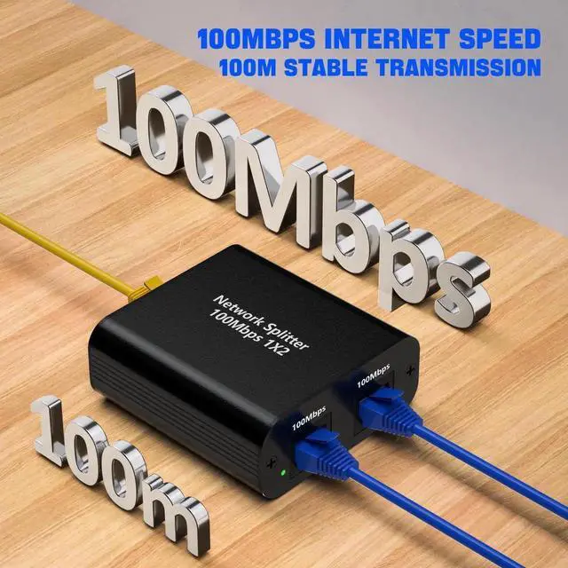 Alt view image 7 of 7 - WRIARICH 1 to 2 Port 100Mbps RJ45 Ethernet Splitter with USB Power Cable, LAN Network Splitter Allows 2 Devices Online Simultaneously, Compatible with Cat5/Cat5e/Cat6/Cat7 Ethernet Cables