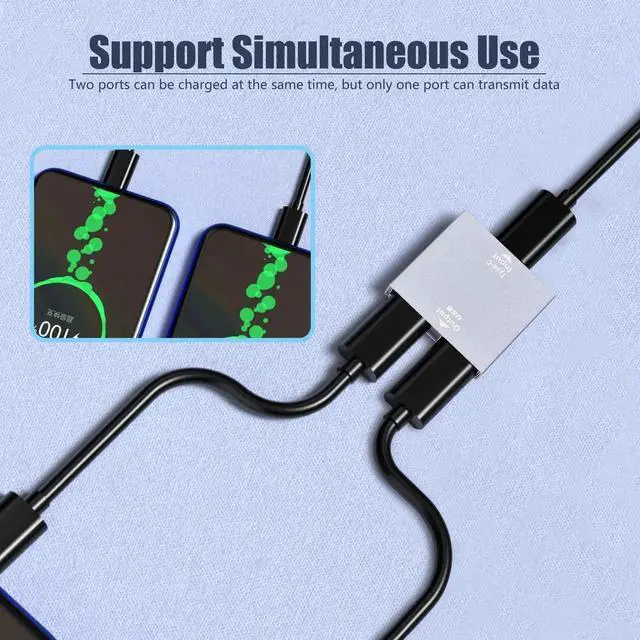 Alt view image 3 of 6 - WRIARICH 2 Pack USB-C Female to Dual USB 3.0 Female Splitter Adapter, 10A Max Fast Charging & 5Gbps Super Speed Data Sync Hub for Laptop, PC, Charger, Power Bank