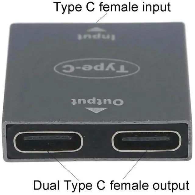 Alt view image 2 of 3 - WRIARICH USB-C Female Splitter Adapter, Single Type-C Female Input to Dual USB-C Female Output Hub Coupler Extender Connector