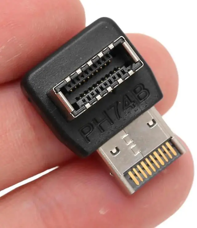 Alt view image 2 of 7 - WRIARICH PH74B 90-Degree Vertical USB 3.1 Type-E Header Elbow Adapter, Right Angle USB-C Internal Header Converter for PC Motherboard Front Panel