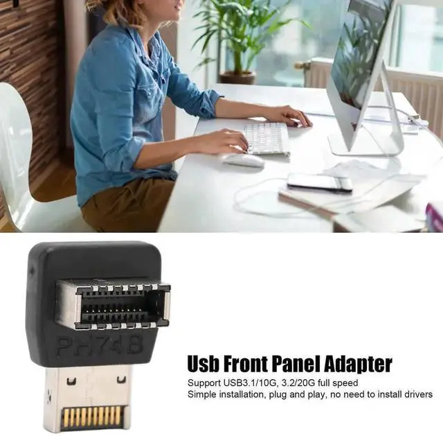 Alt view image 3 of 7 - WRIARICH PH74B 90-Degree Vertical USB 3.1 Type-E Header Elbow Adapter, Right Angle USB-C Internal Header Converter for PC Motherboard Front Panel