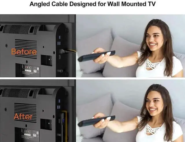 Alt view image 7 of 7 - WRIARICH 6ft Black 90 Degree Left Angled Male to Male HDMI Cable, Supports 4K@60Hz Ultra HD