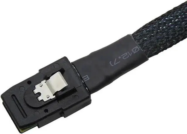 Alt view image 4 of 4 - WRIARICH 3.3FT SFF-8087 to 4 Right Angle SATA Breakout Cable, Internal Mini SAS Forward Breakout Wire, Mini SAS RAID Controller Host to Quad SATA Backplane Hard Drive Cable