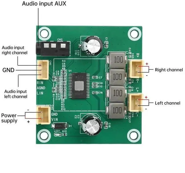 Alt view image 2 of 4 - WRIARICH TPA3116 Digital Stereo Amplifier Board, DC 5V-26V Wide Voltage 50W+50W 2.0 Channel Class D Audio Power Amp Module