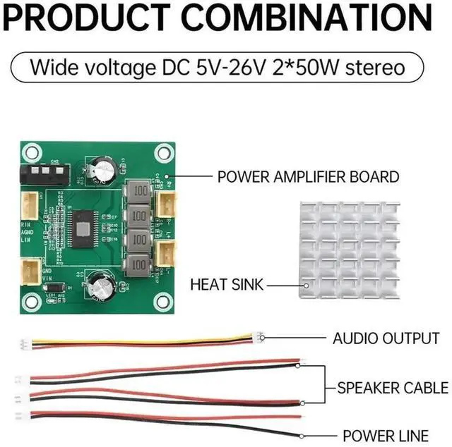 Alt view image 3 of 4 - WRIARICH TPA3116 Digital Stereo Amplifier Board, DC 5V-26V Wide Voltage 50W+50W 2.0 Channel Class D Audio Power Amp Module