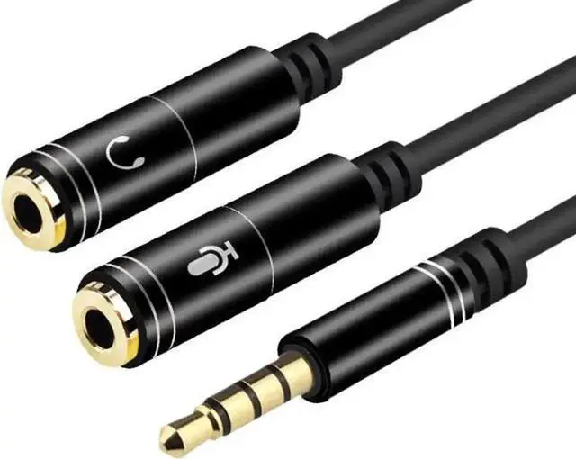 Main image of WRIARICH 2 Pack 20CM Black 3.5mm Male to Dual Female Stereo Audio Y Splitter Cable, Headphone Aux Sharing Extension Adapter Cord