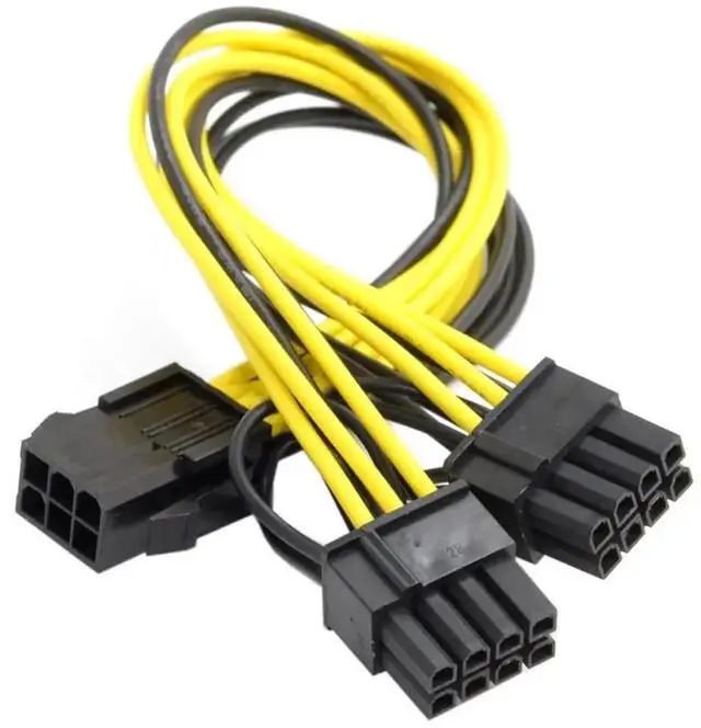 Alt view image 3 of 7 - WRIARICH ATX 6Pin Male to Dual 8Pin + 6Pin Female PCI-E GPU Power Splitter Cable