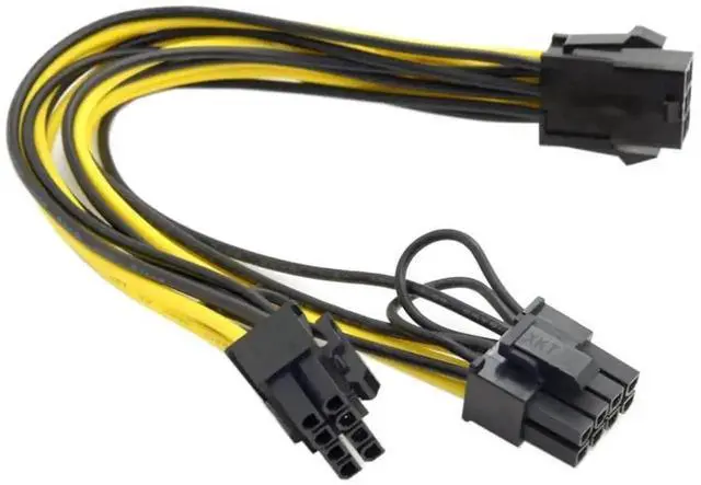 Alt view image 5 of 7 - WRIARICH ATX 6Pin Male to Dual 8Pin + 6Pin Female PCI-E GPU Power Splitter Cable