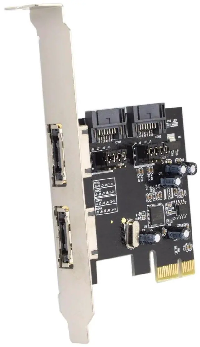 Alt view image 7 of 7 - WRIARICH PCI-E to 4-Port SATA 3.0 & eSATA Expansion Card, PCIe SATA3 6Gbps Hard Drive Adapter Card