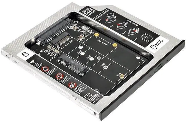 Main image of WRIARICH 9.5mm Slimline SATA 13Pin Optical Drive Caddy, 2-in-1 mSATA & NGFF B/M-Key SSD to Slim SATA Adapter Tray for Laptop CD/DVD Bay