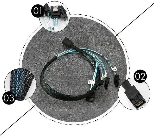 Alt view image 4 of 4 - WRIARICH 50cm SFF-8643 Mini SAS HD to SATA Breakout Cable for RAID Controller Storage