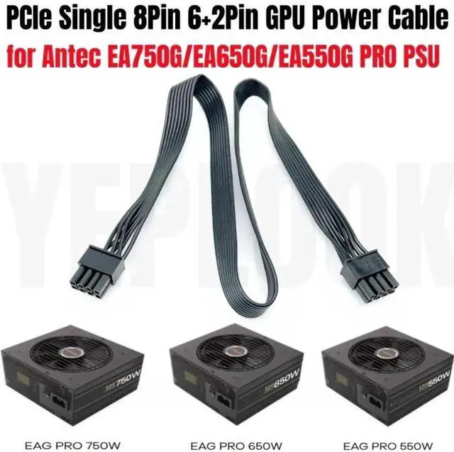 Main image of WRIARICH PCI-E Single 8Pin (6+2 Detachable) GPU Modular Power Cable Compatible with Antec EAG 550W/650W/750W PRO Earthwatts Gold Semi-Modular PSU