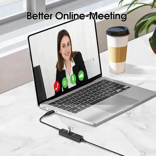 Alt view image 2 of 7 - WRIARICH 4-in-1 Aluminum USB 3.0 Hub with Gigabit 1000Mbps RJ45 Ethernet Adapter, 3-Port USB Splitter Multi Port Expander for Laptop Desktop