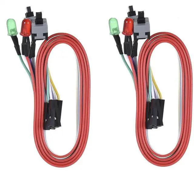 Alt view image 2 of 7 - WRIARICH 2 Pack 27 Inch 2-Pin PC Power & Reset Switch Cables with Red/Green LED, ATX Case Front Panel Power SW/HDD Indicator Wires