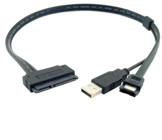 Alt view image 4 of 7 - WRIARICH 50cm eSATA to 22Pin SATA Extension Cable with USB2.0 5V Power for 2.5-inch HDD