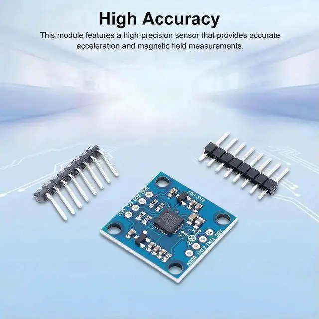 Alt view image 2 of 3 - WRIARICH GY-51 LSM303 LSM303D LSM303DLH 3-Axis Electronic Compass & Accelerometer Module, 3-5V IIC 3 Axis Magnetometer Sensor Module