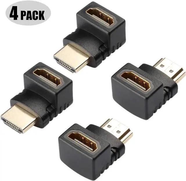 Main image of WRIARICH 4-Pack 90° & 270° Right Angle HDMI Male to Female Adapters, Supports 4K & HDR, HDMI Port Saver Extender Coupler