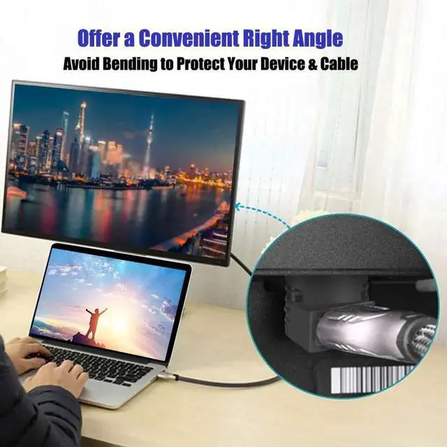 Alt view image 6 of 7 - WRIARICH 4-Pack 90° & 270° Right Angle HDMI Male to Female Adapters, Supports 4K & HDR, HDMI Port Saver Extender Coupler