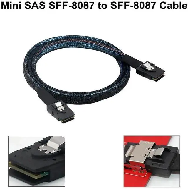 Alt view image 2 of 4 - WRIARICH 1M/3.3FT Internal Mini SAS Cable SFF-8087 Male to Male, 6Gbps Server RAID Data Cable for PCIe RAID Controller, Storage Backplane and NAS Hard Drive Array