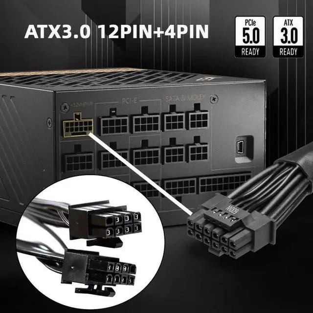 Alt view image 2 of 7 - WRIARICH ATX 3.0 PCIe 5.0 12VHPWR 16Pin Modular PSU Cable to Dual ATX 8Pin, Compatible with RTX 3080 / 3090 Ti Graphics Cards