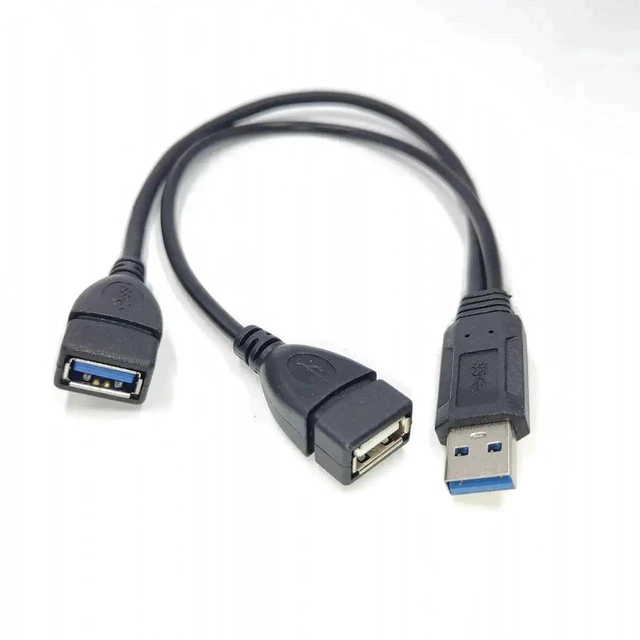 Main image of WRIARICH 0.3M USB 3.0 A Male to Dual USB Female Cable, USB 3.0 + USB 2.0 Port Expansion Cord