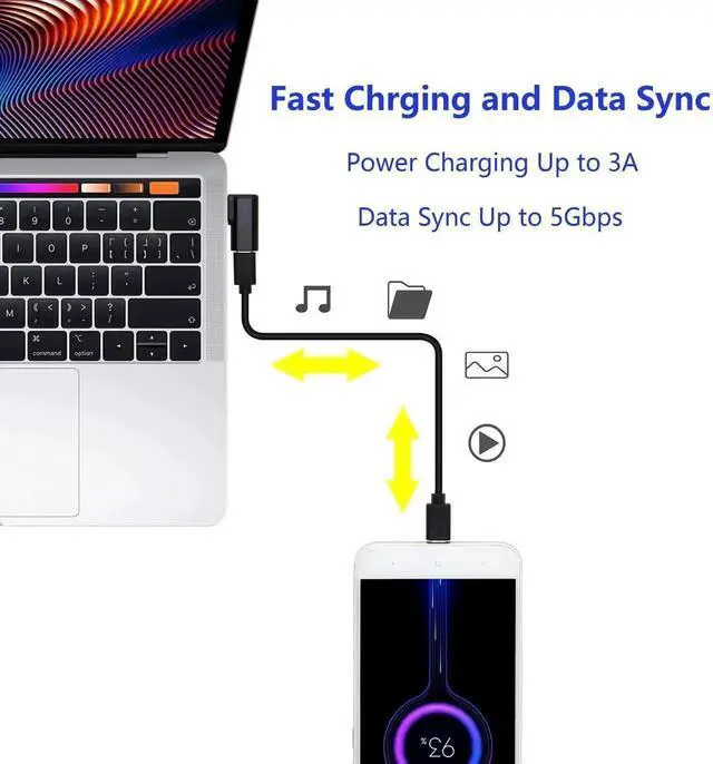 Alt view image 2 of 7 - WRIARICH 2 Pack Left & Right 90 Degree USB 3.0 A Male to USB 3.1 C Female Adapter, Elbow USB-A to Type-C Converter Compatible with Laptops, Wall Chargers, Power Banks, Phones & Tablets